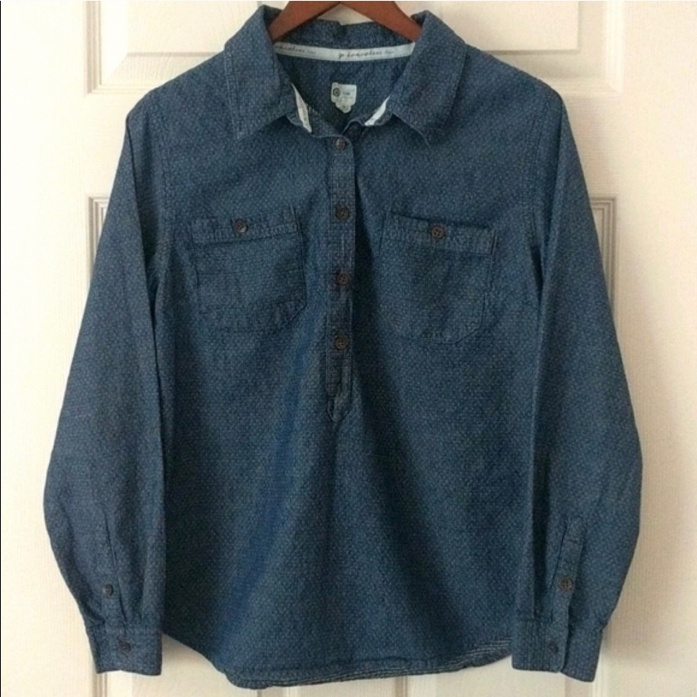 Toms x Target Polka Dot Chambray Long Sleeve Top L